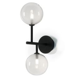 BOLLE 2 LAMPADA DA PARETE O SOFFITTO MODERNA IN METALLO NERO O ORO CON 2 SFERE IN VETRO Illuminando - Cristalensi Shop Online 2