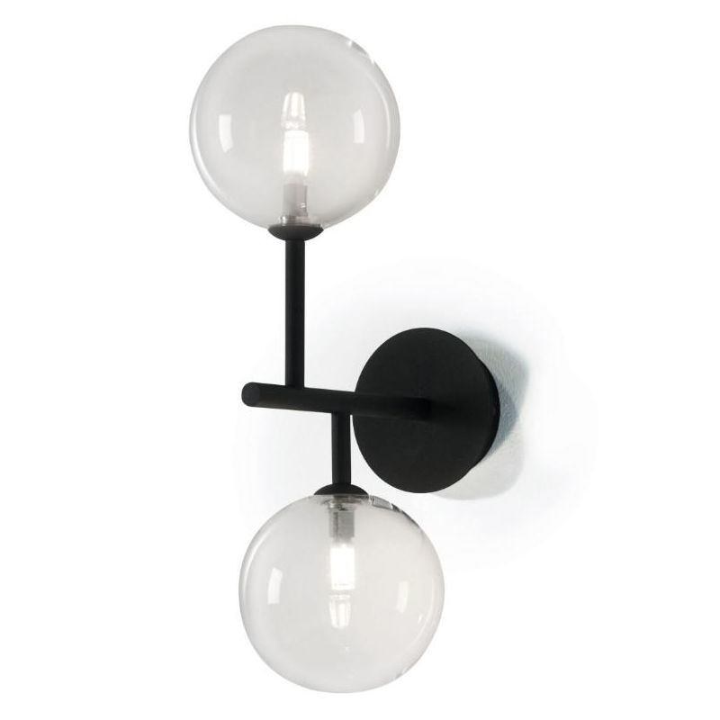 BOLLE 2 LAMPADA DA PARETE O SOFFITTO MODERNA IN METALLO NERO O ORO CON 2 SFERE IN VETRO Illuminando - Cristalensi Shop Online
