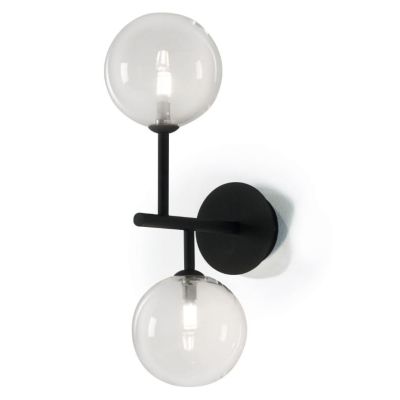 BOLLE 2 LAMPADA DA PARETE O SOFFITTO MODERNA IN METALLO NERO O ORO CON 2 SFERE IN VETRO Illuminando - Cristalensi Shop Online