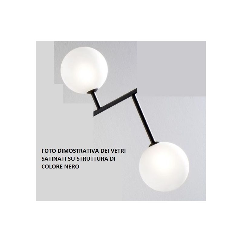 BOLLE 2 LAMPADA DA PARETE O SOFFITTO MODERNA IN METALLO NERO O ORO CON 2 SFERE IN VETRO Illuminando - Cristalensi Shop Online