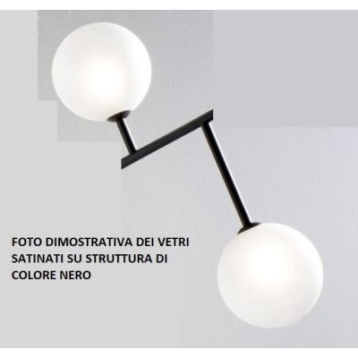 BOLLE 2 LAMPADA DA PARETE O SOFFITTO MODERNA IN METALLO NERO O ORO CON 2 SFERE IN VETRO Illuminando - Cristalensi Shop Online