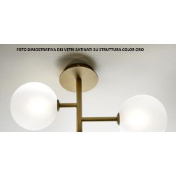 BOLLE 4 PLAFONIERA 4 LUCI MODERNA IN METALLO NERO O ORO OPACO CON SFERE IN VETRO Illuminando - Cristalensi Shop Online 2