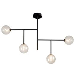 BOLLE 4 PLAFONIERA 4 LUCI MODERNA IN METALLO NERO O ORO OPACO CON SFERE IN VETRO Illuminando - Cristalensi Shop Online