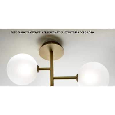 BOLLE 6 PLAFONIERA 6 LUCI MODERNA IN METALLO NERO O ORO OPACO CON SFERE IN VETRO Illuminando - Cristalensi Shop Online