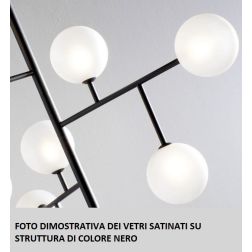 BOLLE 6 SOSPENSIONE 6 LUCI MODERNA IN METALLO NERO O ORO CON SFERE IN VETRO Illuminando - Cristalensi Shop Online 2