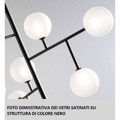 BOLLE 6 SOSPENSIONE 6 LUCI MODERNA IN METALLO NERO O ORO CON SFERE IN VETRO Illuminando - Cristalensi Shop Online