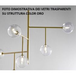 BOLLE 9 SOSPENSIONE 9 LUCI MODERNA IN METALLO NERO O ORO CON SFERE IN VETRO Illuminando - Cristalensi Shop Online 2