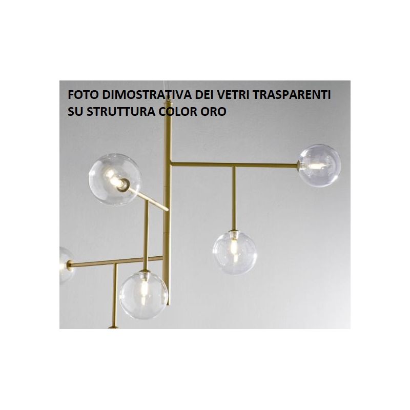 BOLLE 9 SOSPENSIONE 9 LUCI MODERNA IN METALLO NERO O ORO CON SFERE IN VETRO Illuminando - Cristalensi Shop Online