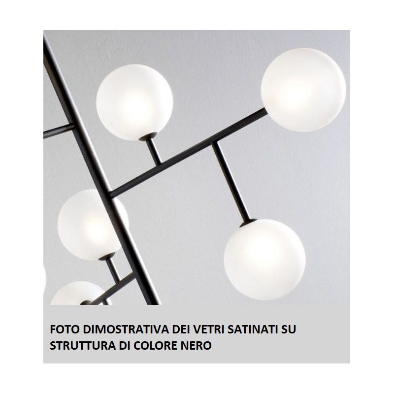 BOLLE 5 LAMPADA DA TERRA 5 LUCI MODERNA IN METALLO NERO O ORO OPACO CON SFERE IN VETRO Illuminando - Cristalensi Shop Online