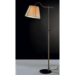 BRIDGE LAMPADA DA TERRA CLASSICA METALLO BRUNITO PARALUME FASCIATO PLISSE AVORIO Illuminando - Cristalensi Shop Online