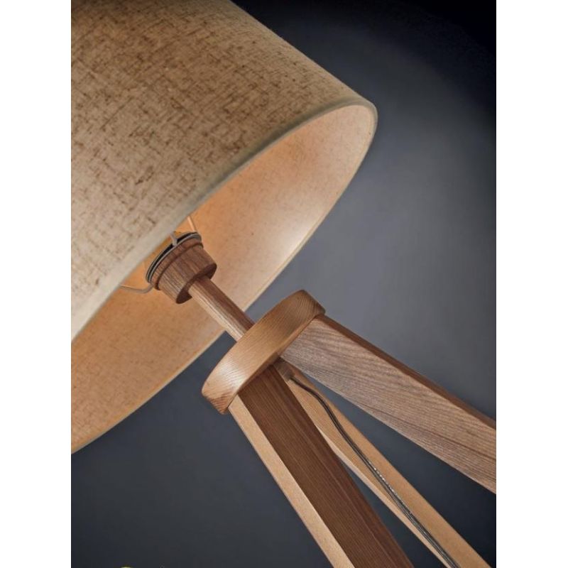 COMPASSO LAMPADA DA TERRA VINTAGE IN LEGNO FRASSINO CON TAVOLINO APPOGGIO Illuminando - Cristalensi Shop Online
