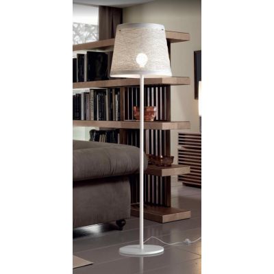 CORDA LAMPADA DA TERRA GRANDE CON PARALUME IN CORDA INCOLLATA MARRONE O BIANCA Illuminando - Cristalensi Shop Online