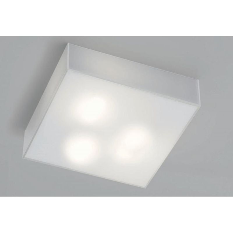 CUBIC PLAFONIERA MEDIA 40X40 CM IN VETRO BIANCO LATTE LUCIDO DI ILLUMINANDO Illuminando - Cristalensi Shop Online