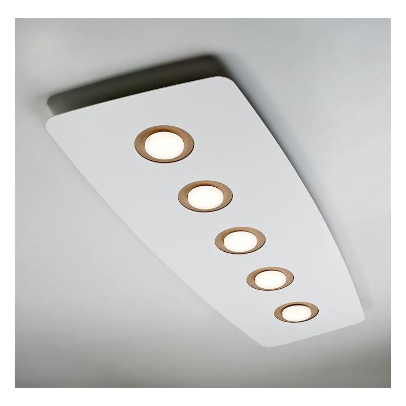 DEMETRA 5 BIANCA PLAFONIERA RETTANGOLARE 8 COLORI DI ANELLI A SCELTA DI ILLUMINANDO Illuminando - Cristalensi Shop Online