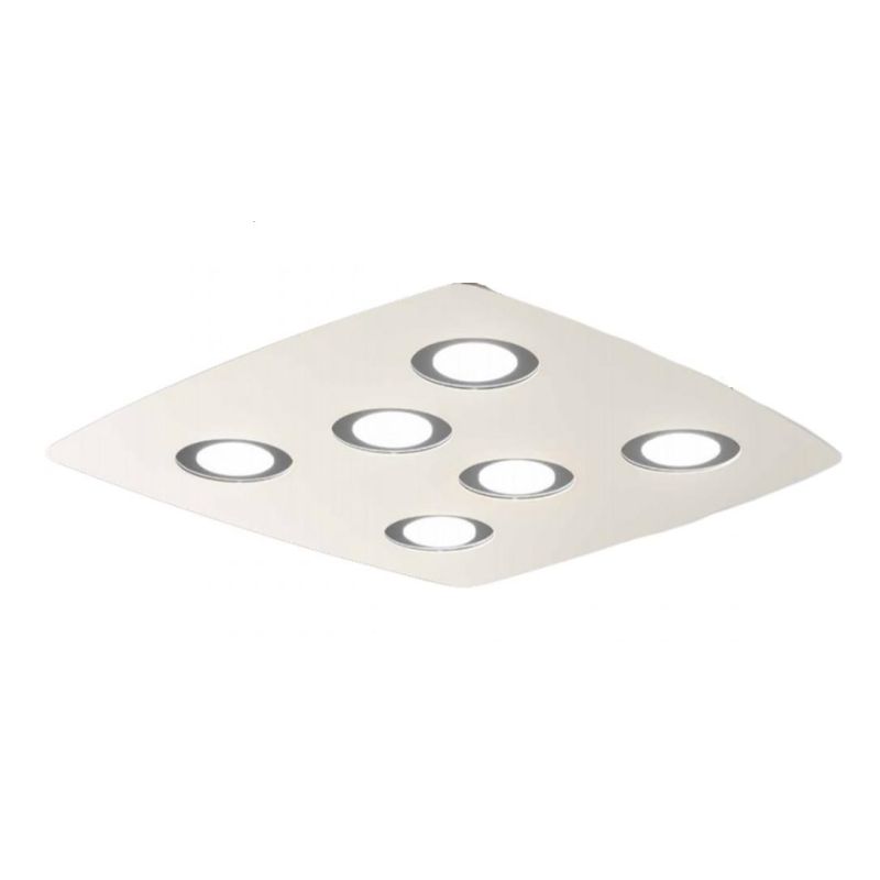DEMETRA 6 BIANCA PLAFONIERA SQUADRATA 60X60 IN METALLO BIANCO 8 COLORI CERCHI LAMPADINE SOSTITUIBILI Illuminando - Cristalensi S