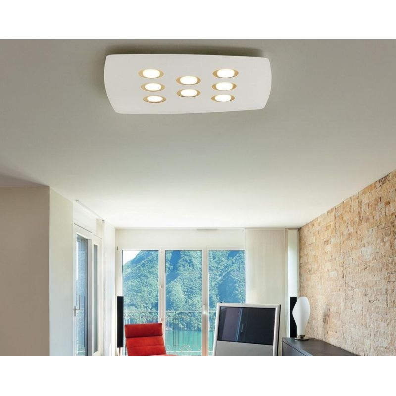 DEMETRA PLAFONIERA BIANCA CON 8 COLORI ANELLI A SCELTA LAMPADINE LED SOSTITUIBILI NON INCLUSE Illuminando - Cristalensi Shop Onl