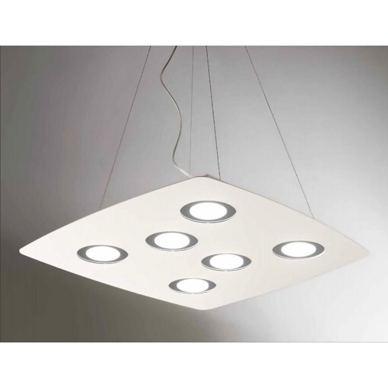 DEMETRA BIANCA SOSPENSIONE MODERNA 8 LUCI DI ILLUMINANDO CON ANELLI IN 8 COLORI A SCELTA Illuminando - Cristalensi Shop Online