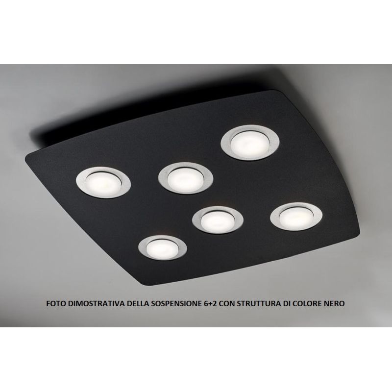 DEMETRA NERA SOSPENSIONE MODERNA 8 LUCI DI ILLUMINANDO CON ANELLI IN 8 COLORI A SCELTA Illuminando - Cristalensi Shop Online