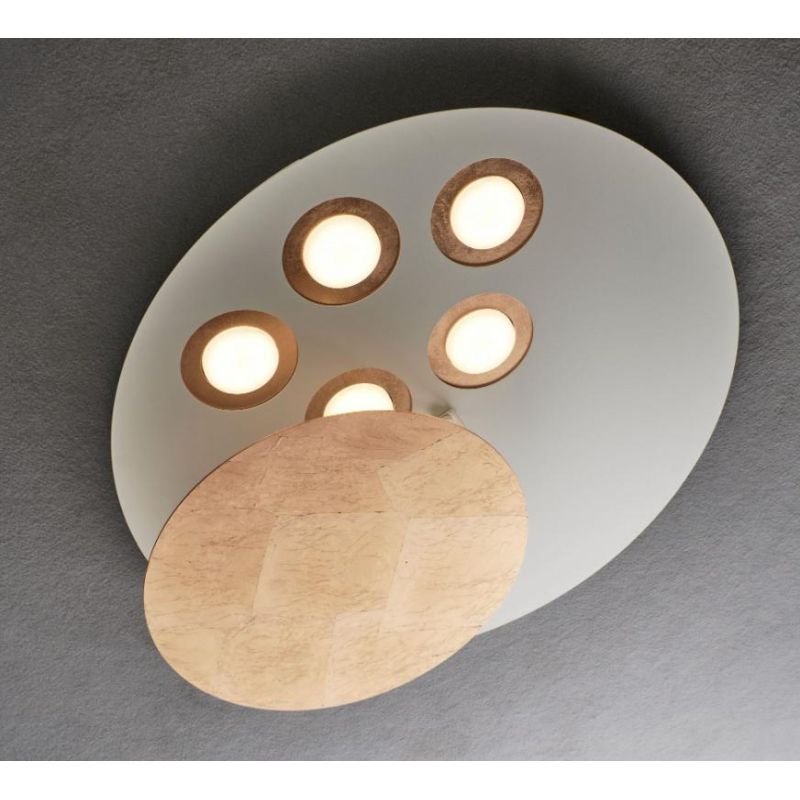 EMISFERO PLAFONIERA 5 LUCI IN METALLO BIANCO CON 8 COLORI DI CERCHI A SCELTA LAMPADINE GX53 Illuminando - Cristalensi Shop Onlin