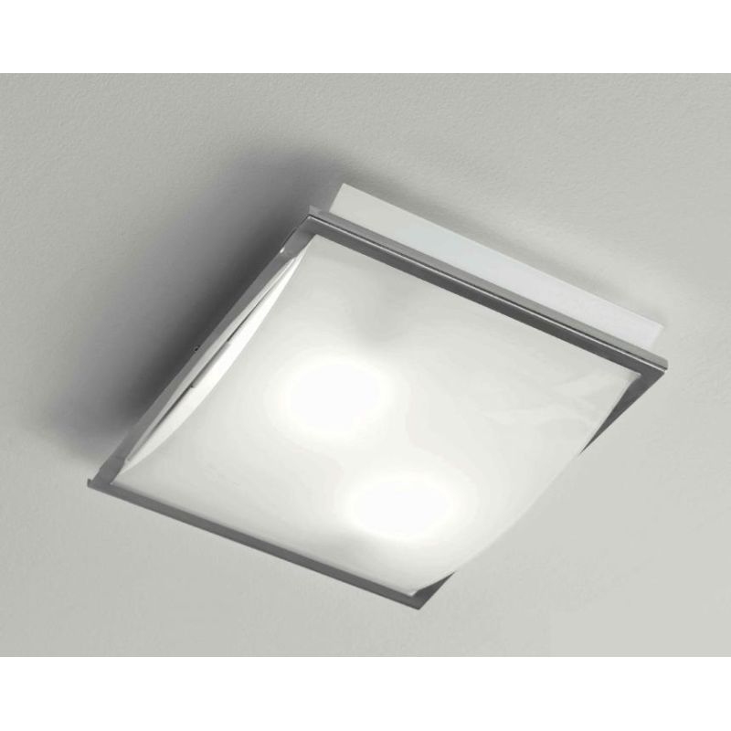 FIBBIA PLAFONIERA GRANDE CORNICE CROMO VETRO BIANCO MODERNA ECONOMICA DI ILLUMINANDO Illuminando - Cristalensi Shop Online