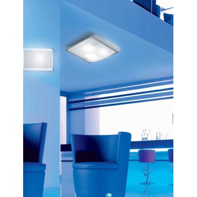 FIBBIA PLAFONIERA PICCOLA RETTANGOLARE CROMO CON VETRO BIANCO ECONOMICA MODERNA Illuminando - Cristalensi Shop Online