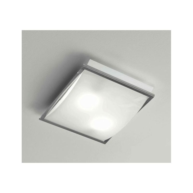 FIBBIA PLAFONIERA PICCOLA RETTANGOLARE CROMO CON VETRO BIANCO ECONOMICA MODERNA Illuminando - Cristalensi Shop Online