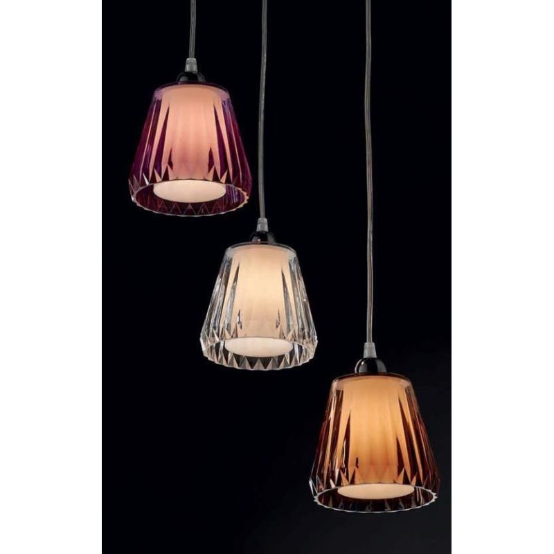 GAIA 3 SOSPENSIONE LAMPADARIO MONTATURA CROMO DIFFUSORI ACRILICO 3 COLORI MODERNA Illuminando - Cristalensi Shop Online