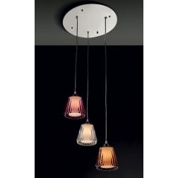 GAIA 3 SOSPENSIONE LAMPADARIO MONTATURA CROMO DIFFUSORI ACRILICO 3 COLORI MODERNA Illuminando - Cristalensi Shop Online