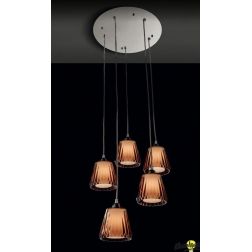 GAIA 5 LAMPADARIO SOSPENSIONE 5 LUCI PIATTO CROMO DIFFUSORI ACRILICO 3 COLORI Illuminando - Cristalensi Shop Online