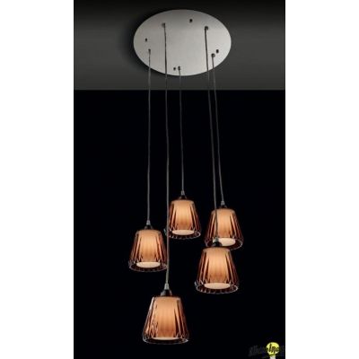 GAIA 5 LAMPADARIO SOSPENSIONE 5 LUCI PIATTO CROMO DIFFUSORI ACRILICO 3 COLORI Illuminando - Cristalensi Shop Online