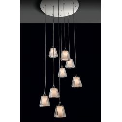 GAIA 8 LAMPADARIO SOSPENSIONE 8 LUCI PIATTO CROMO D.60 DIFFUSORI ACRILICO 3 COLORI Illuminando - Cristalensi Shop Online