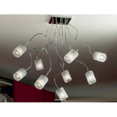 GINEVRA CHIC 9 PLAFONIERA IN METALLO CON BRACCI SEMIRIGIDI CROMO O NICHEL SATINATI Illuminando - Cristalensi Shop Online