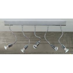 GINEVRA FLEX LAMPADA DA PARETE 5 LUCI METALLO CROMO BRACCI FLESSIBILE CON LAMPADINE LED INCLUSE Illuminando - Cristalensi Shop O 2