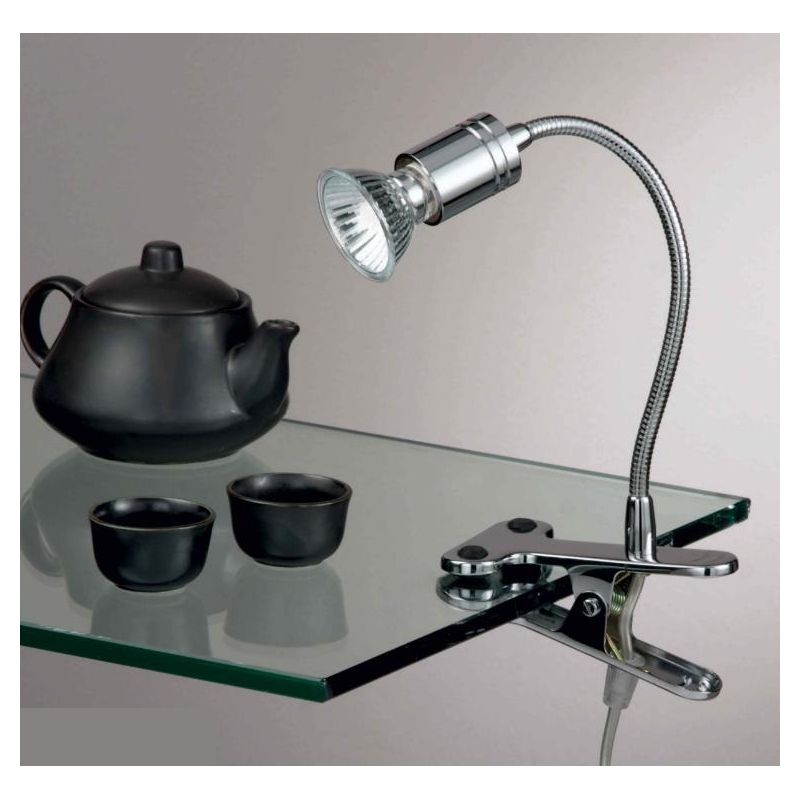 GINEVRA BRACCIO FLESSIBILE CON PINZA IN METALLO CROMATO LAMPADINA LED INCLUSA Illuminando - Cristalensi Shop Online