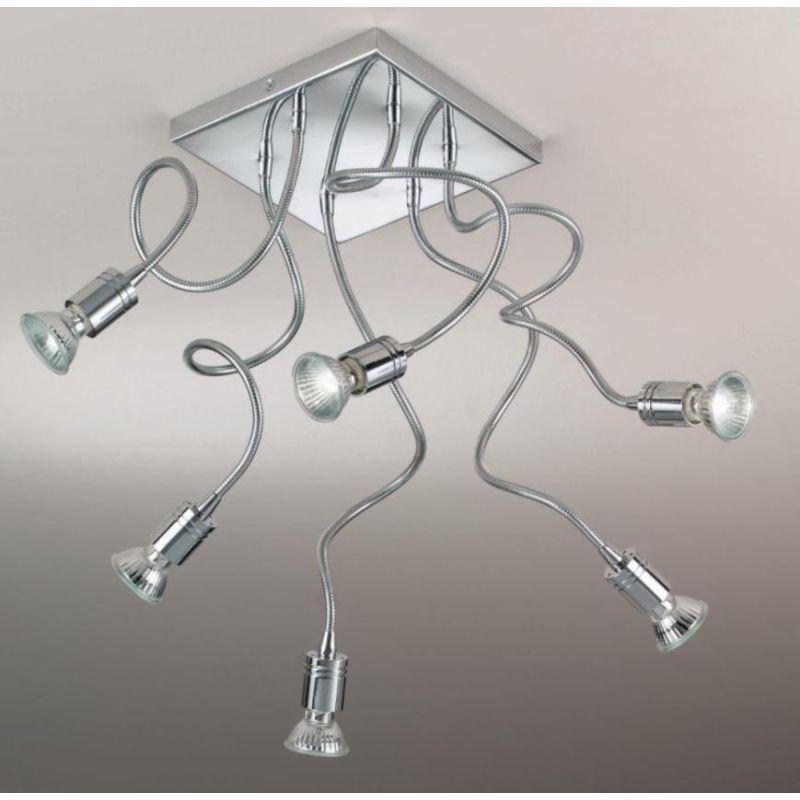 GINEVRA 6 FLEX LED PLAFONIERA CON BRACCI FLESSIBILI IN METALLO CROMATO Illuminando - Cristalensi Shop Online