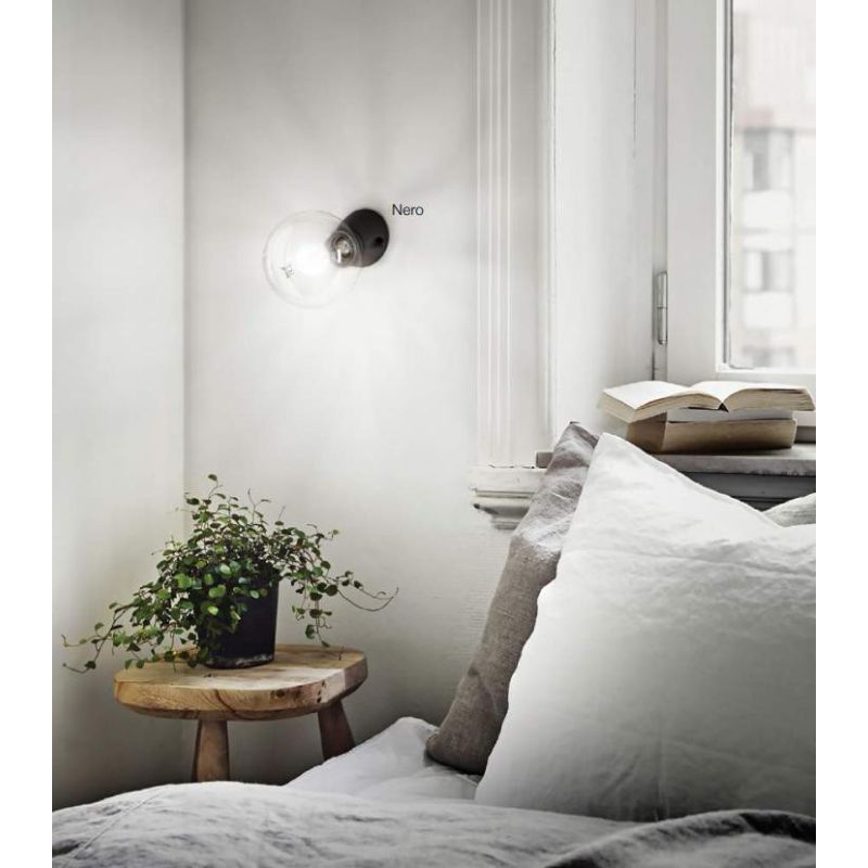 LAMPADA DA PARETE IN CERAMICA BIANCA SMALTO O NERA OPACA PORTALAMPADE E27 CRISTALENSI - Cristalensi Shop Online