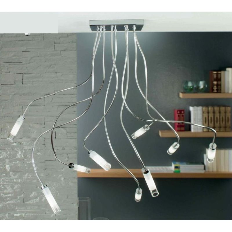 GINEVRA 9 VETRO PLAFONIERA SEMIRIGIDA IN METALLO CROMATO O NIKEL SATINATO Illuminando - Cristalensi Shop Online