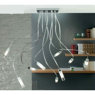 GINEVRA 9 VETRO PLAFONIERA SEMIRIGIDA IN METALLO CROMATO O NIKEL SATINATO Illuminando - Cristalensi Shop Online