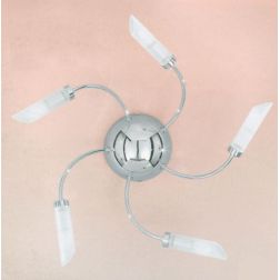GOCCIA PL5 PLAFONIERA MODERNA IN METALLO CROMO CON CINQUE PICCOLI DIFFUSORI IN VETRO SATINATO Illuminando - Cristalensi Shop Onl
