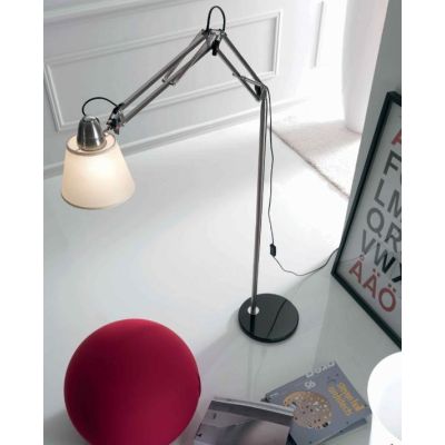 JAZZ TERRA SOFT LAMPADA DA TERRA IN METALLO DUE COLORI CON PARALUME IN PERGAMENA Illuminando - Cristalensi Shop Online