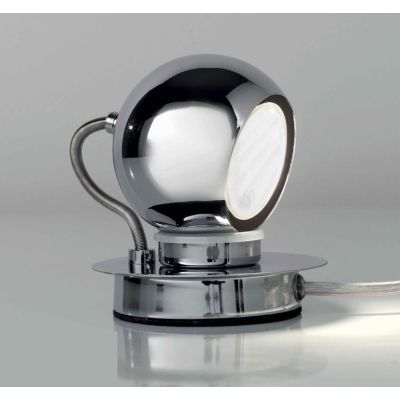JIM LAMPADA DA TAVOLO PICCOLA CON SFERA IN METALLO CROMATO ORIENTABILE A LED Illuminando - Cristalensi Shop Online