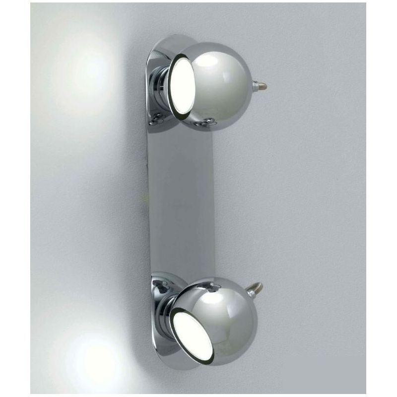 JIM BINARIO CROMO 2 LUCI CON SFERA ORIENTABILE A LED Illuminando - Cristalensi Shop Online