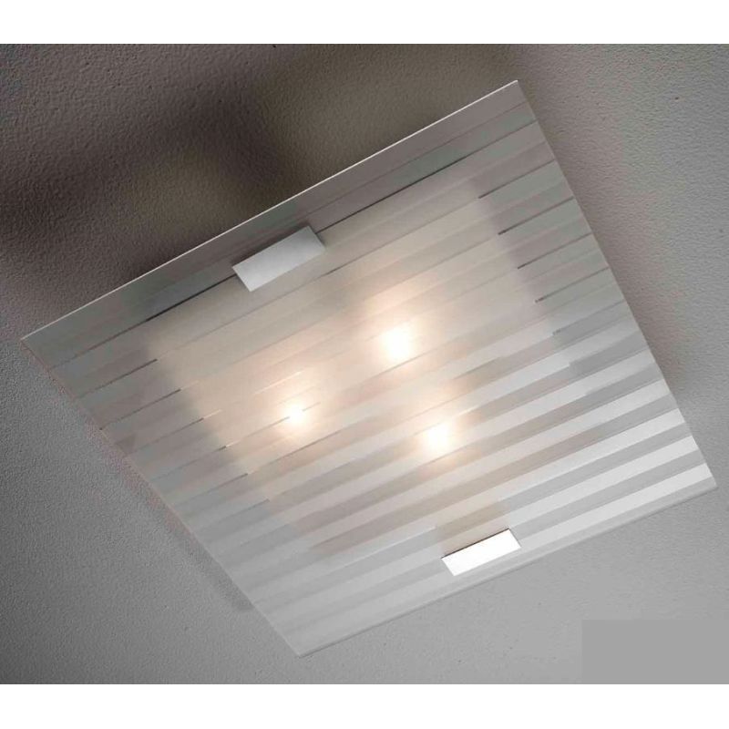 LINEAR GRANDE PLAFONIERA IN VETRO SERIGRAFATO 50X50 CM 3XE27 DI ILLUMINANDO Illuminando - Cristalensi Shop Online