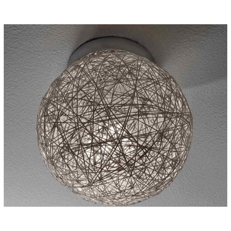 NIDO GRANDE PLAFONIERA IN CORDA INCOLLATA BIANCA DIAMETRO 35 CM DI ILLUMINADO Illuminando - Cristalensi Shop Online