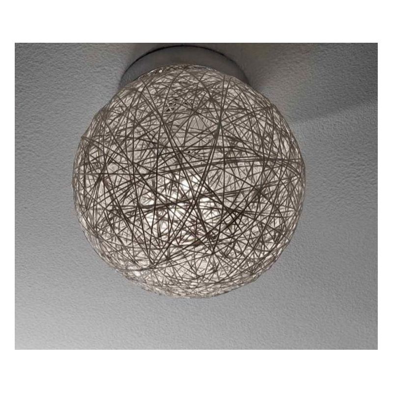 NIDO MEDIA PLAFONIERA IN CORDA BIANCA INCOLLATA DIAMETRO 18 CM Illuminando - Cristalensi Shop Online