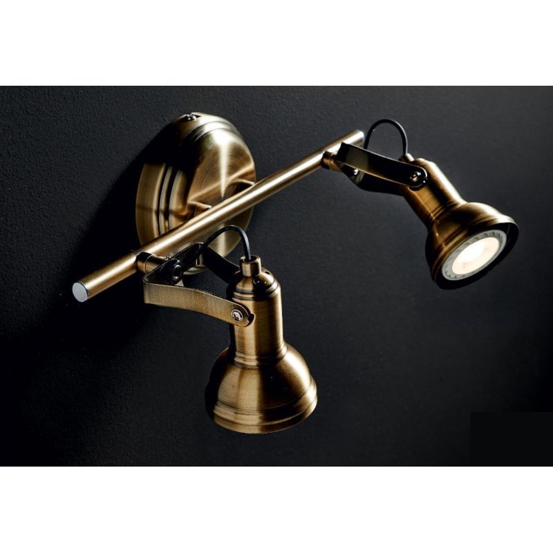 OLD 2 BINARIO PARETE SOFFITTO METALLO BRUNITO FARETTI DIREZIONABILE A LED GU10 7W Illuminando - Cristalensi Shop Online