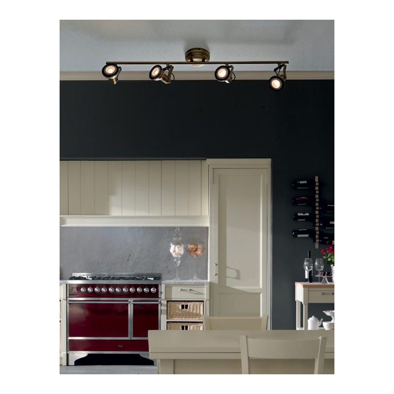 OLD 4 BINARIO PARETE SOFFITTO METALLO BRUNITO FARETTI DIREZIONABILE A LED SOSTITUIBILI Illuminando - Cristalensi Shop Online