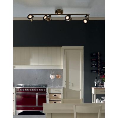 OLD 4 BINARIO PARETE SOFFITTO METALLO BRUNITO FARETTI DIREZIONABILE A LED SOSTITUIBILI Illuminando - Cristalensi Shop Online