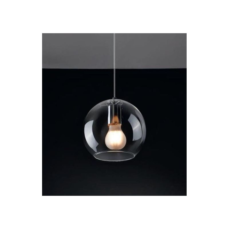 PAGODA 1 A SOSPENSIONE SINGOLA IN VETRO TRASPARENTE MONTATURA 2 COLORI Illuminando - Cristalensi Shop Online