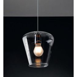 PAGODA 1 B SOSPENSIONE SINGOLA IN VETRO TRASPARENTE MONTATURA 2 COLORI Illuminando - Cristalensi Shop Online